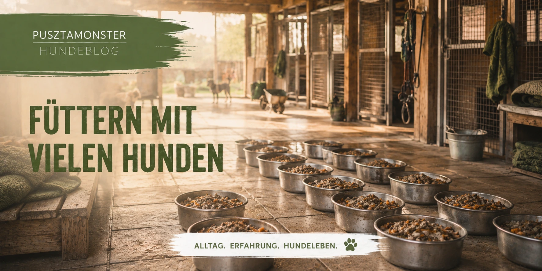 Alltag auf dem Gnadenhof 2 Füttern mit vielen Hunden